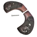 Carved Scroll Detail on Ruger Wrangler Birdshead Wood Grips