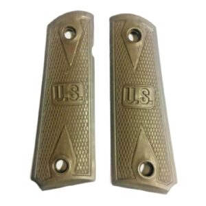 1911 dark earth rubber competition gun grips with US embossed design