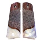 1911 full size carved rosewood gun grips with acrylic pearl accent