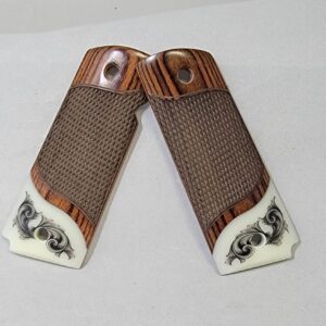 1911 rosewood faux scrimshaw gun grips with acrylic ivory accent