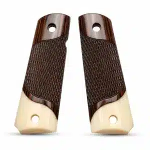 Classic rosewood 1911 pistol grips with ivory inlay