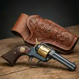 Heritage Rough Rider checkered rosewood grips with wolf medallion