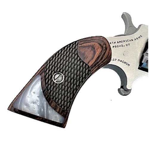 NAA revolver grips checkered rosewood white pearl accent