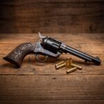 Rough Rider Maverick carved rosewood grips close up detail