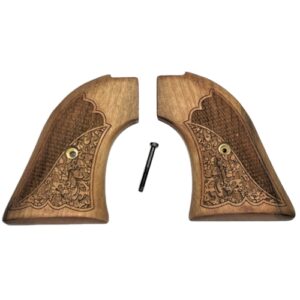 Walnut carved grips with oak leaf checker for 6 and 9 shot models