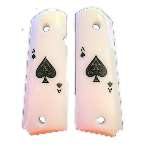 1911 Grips White Ace of Spades – Full Size EDC Government Frame