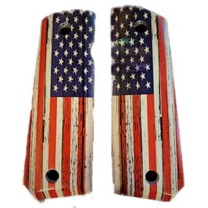 1911 Rustic Old Glory Flag Wood Gun Grips for Colt Gov