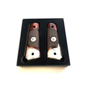 1911 Texas Star rosewood gun grips with pearl accent and medallions