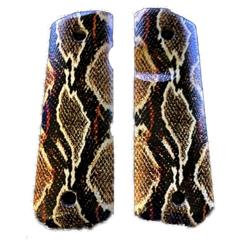 1911 full size rattlesnake skin UV printed wood grips with skin-like texture