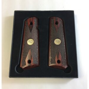 1911 full size rosewood gun grips with eagle medallions and double diamond checkering