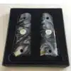 1911 gun grips in black pearl acrylic with silver Punisher medallions
