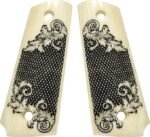 1911 scrimshaw grips faux ivory scroll design full size Government Model
