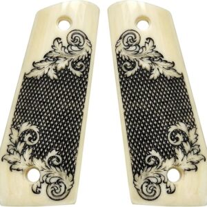1911 scrimshaw grips faux ivory scroll design full size Government Model