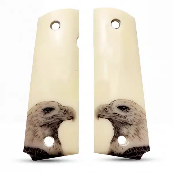 Ivory acrylic 1911 grips with UV printed bald eagle