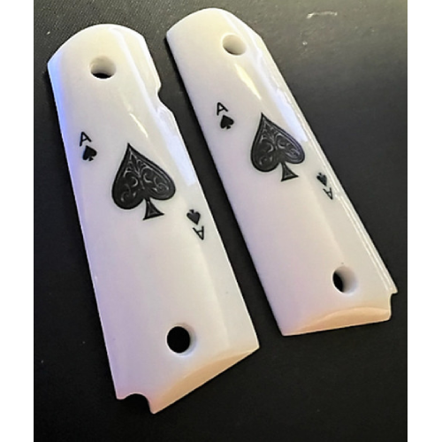 thumbnail image 2 of Pearl Spade Engraved Grips For Full Size 1911 Pistols - Laser Engraved Composite Material 2 of 12