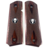 1911 Colt Full Size Double Diamond  Checkered Rosewood Grips w/Black Punisher Medallions