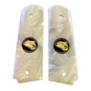 1911 Gun Grips Acrylic Pearl White w/Black and Gold Eagle