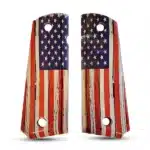 Rustic Old Glory flag 1911 grips, diamond textured laminate wood