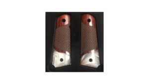 1911 full size checkered rosewood gun grips with acrylic pearl accent