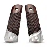 Checkered rosewood 1911 full size grips with pearl accent