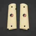 Ivory 1911 grips with US flag medallion, solid acrylic full-size for Colt clones