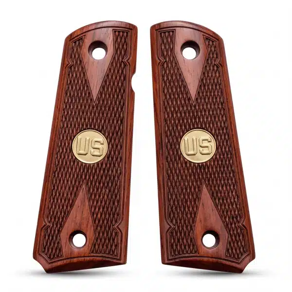 Rosewood 1911 Colt grips with gold US medallions