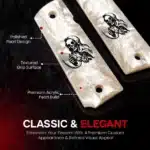 White pearl acrylic 1911 grips with Grim Reaper graphic