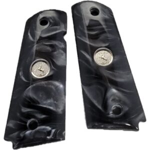 1911 black pearl acrylic gun grips with silver Colt medallions