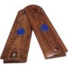 1911 Rosewood Gun Grips – Combat Checkered with Blue Colt Medallion, Full Size
