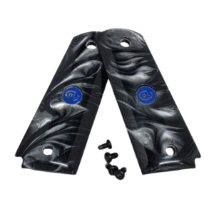 1911 Gun Grips Acrylic Pearl Black w/Blue Colt Medallions
