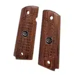 1911 wood grips in outback rosewood with black Colt medallions — full size