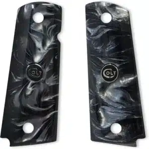 1911 black pearl grips with black enamel silver Colt