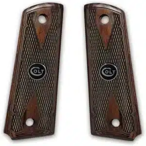 1911 rosewood grips double diamond with black Colt medallions