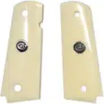 ivory 1911 grips with black and silver Colt medallions