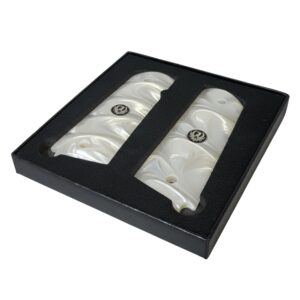 1911 White Pearl Acrylic Grips with Black Ruger Medallions
