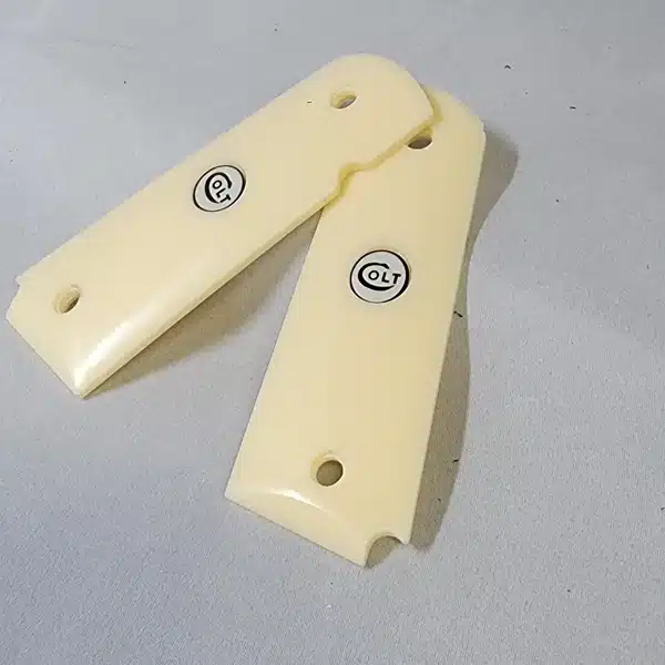 1911 ivory grips with white Colt medallions, full size acrylic