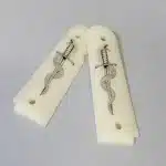 1911 full size white ABS grips UV printed snake coiled around dagger ambidextrous safety cut