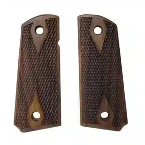 1911 compact grips unfinished walnut with checkering and classic double diamond pattern