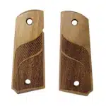 1911 officer grips in unfinished walnut with checkering stippling and sweeping border detail