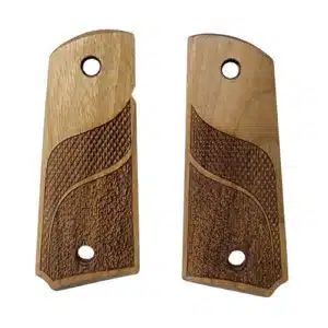 1911 officer grips in unfinished walnut with checkering stippling and sweeping border detail