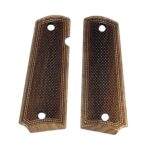 1911 unfinished walnut gun grips with checkering and beaded border