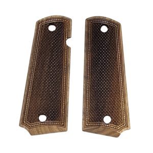 1911 unfinished walnut gun grips with checkering and beaded border