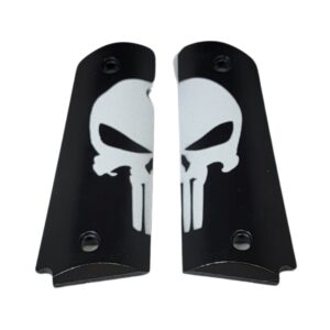 1911 full size Punisher ABS gun grips with white half skull printed image