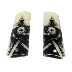 Crusader 1911 grips full-size ABS with UV-printed medieval artwork