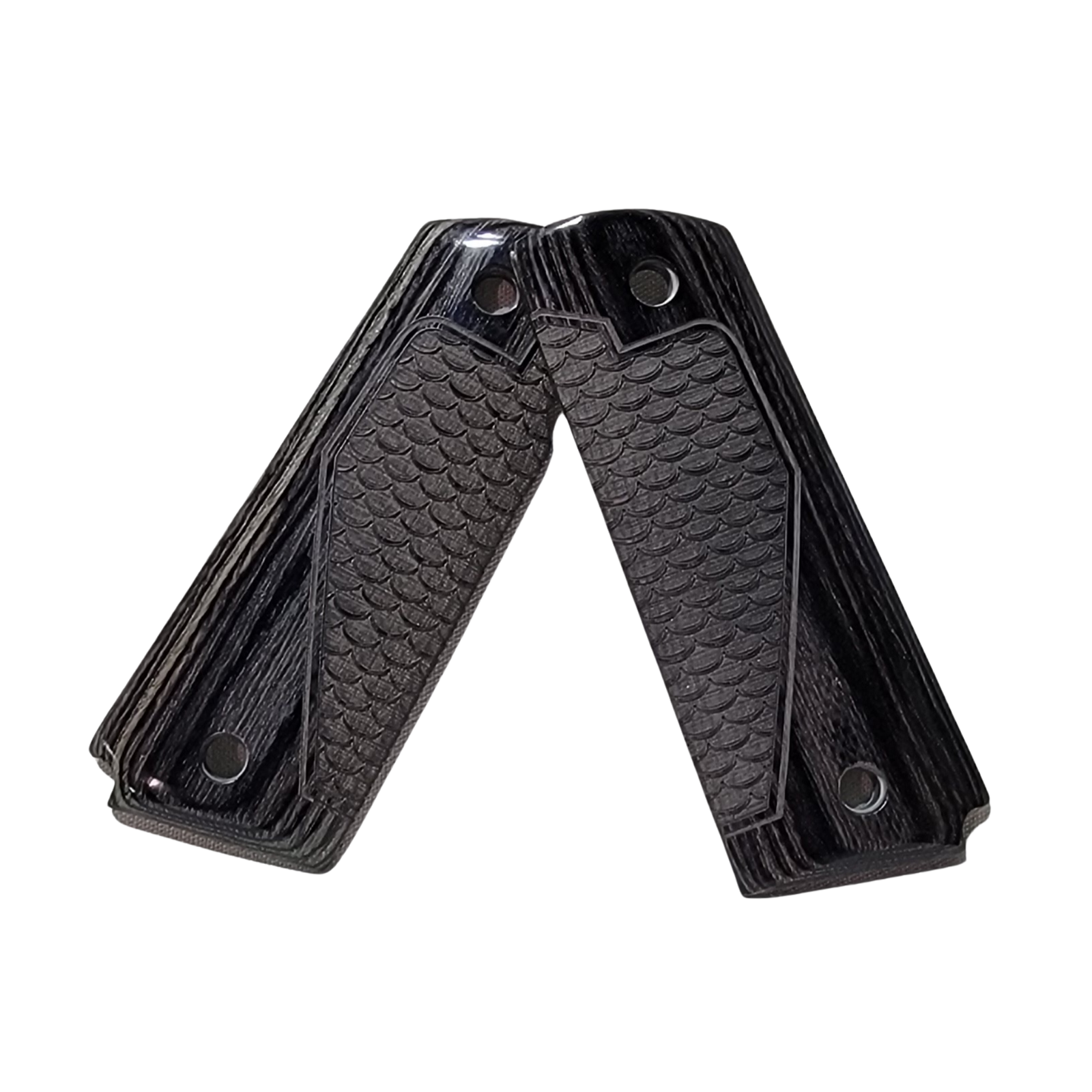 Full-Size 1911 Metal Grips Panels, Black With Nickel Accents, Rampant...