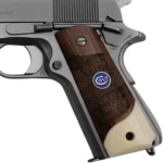 1911 Colt grips carved rosewood with blue medallion