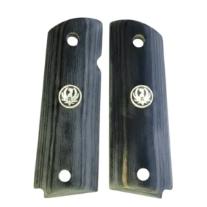 1911 Full Size Black Rosewood Grips with Ruger Medallion fits Colt and most full size 1911 clones