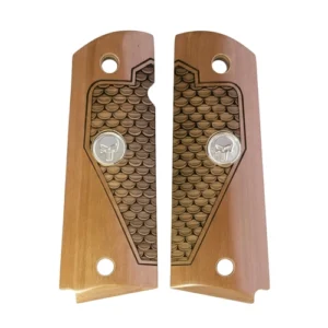 1911 Full Size Fish Scale Grips with Silver Punisher Medallion fits Colt and most full-size clones