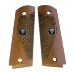 1911 Punisher grips with fish scale texture and black Punisher skull medallion