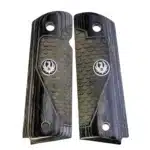 1911 black rosewood dragon scale grips with black Ruger medallion, fits Colt Government model and most full-size 1911 clones